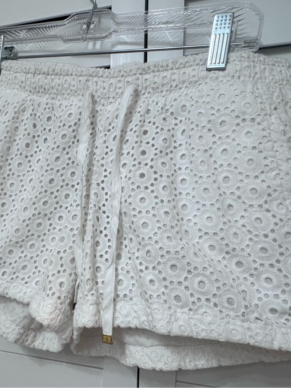Lilly Pulitzer White Eyelet Drawstring Athletic Shorts